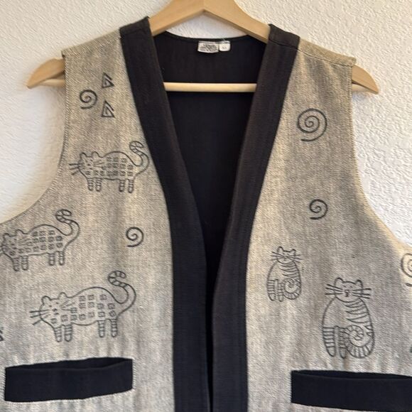 Vintage cat lady CATS cotton vest - Picture 2 of 4